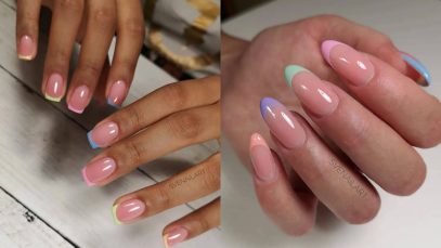 French manicure colorata