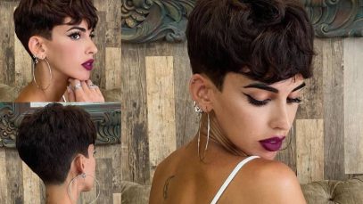 Pixie cut corto, scalato e con frangia